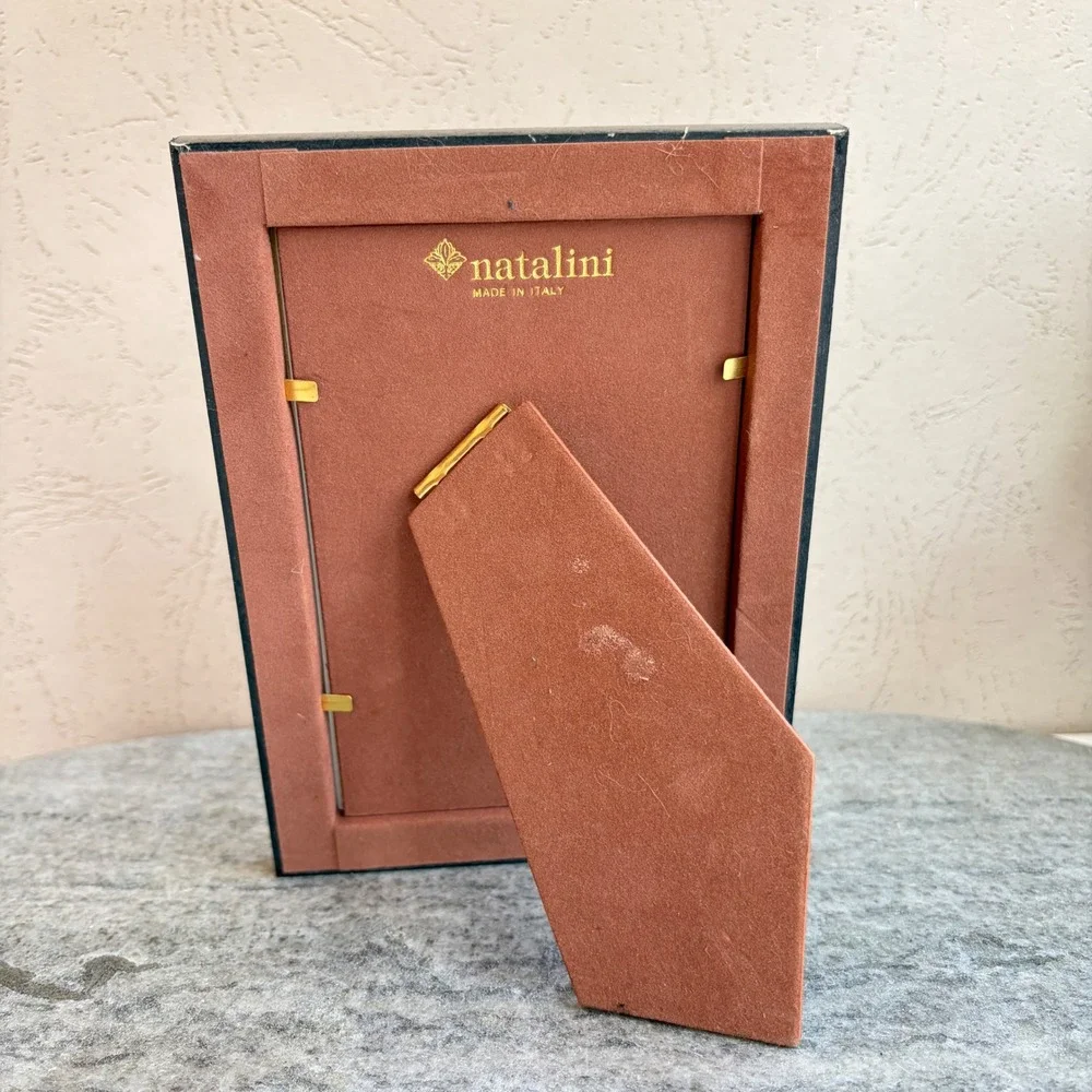 Natalini Italy Handcrafted Wood 4x6 Picture Frame Cream Red Inlaid Hearts